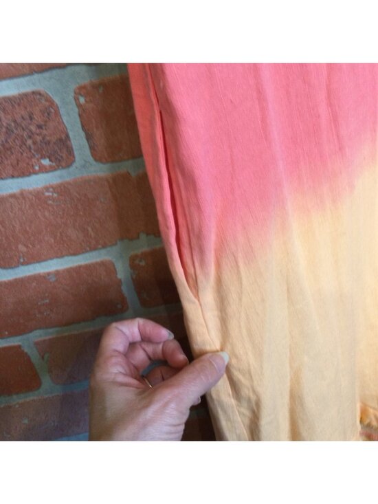 Umgee USA Womens Linen Blend Ombre Button Up Shirt Dress Frayed Hem Size L Boho - Picture 7 of 9